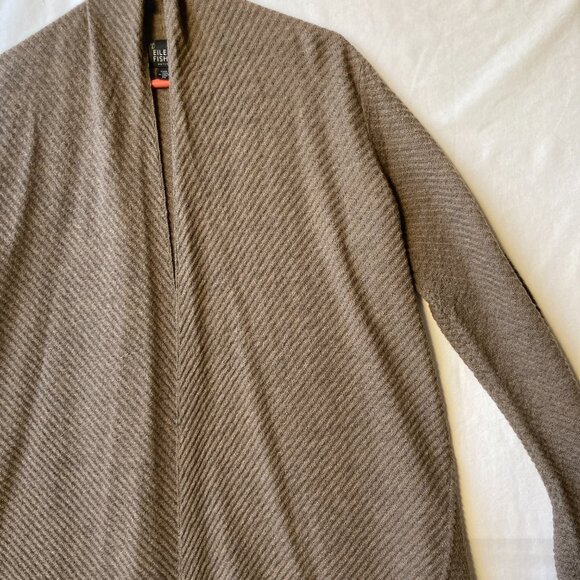 Eileen Fisher Italian Wool Womens Tan PS Sweater Lagenlook Duster Open Cardigan - Picture 5 of 16